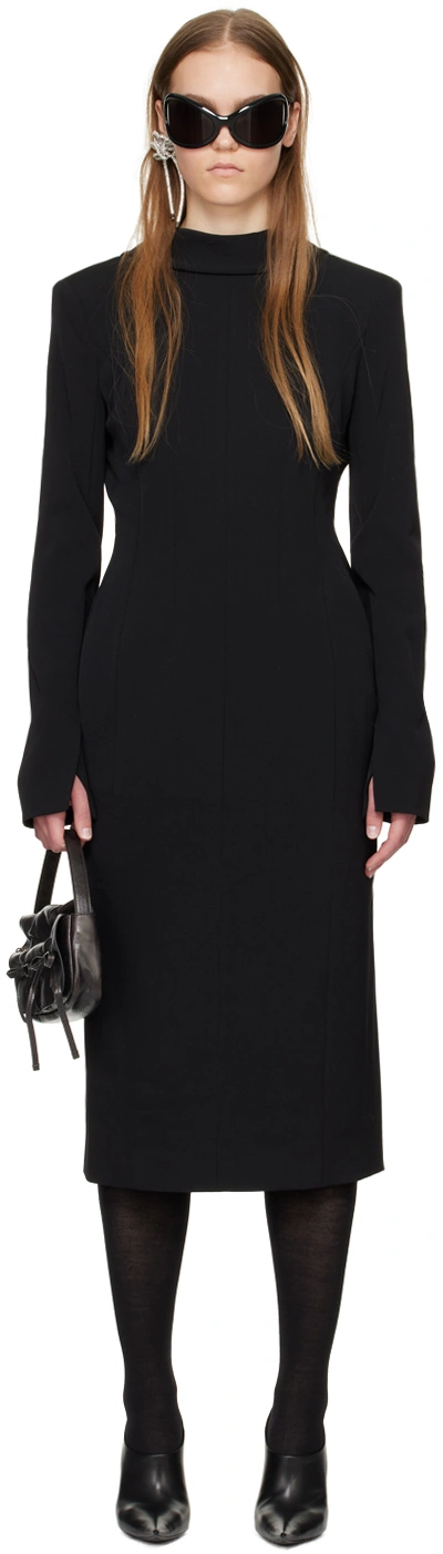 Shop Acne Studios Black Tailored Midi Dress In 900 Black