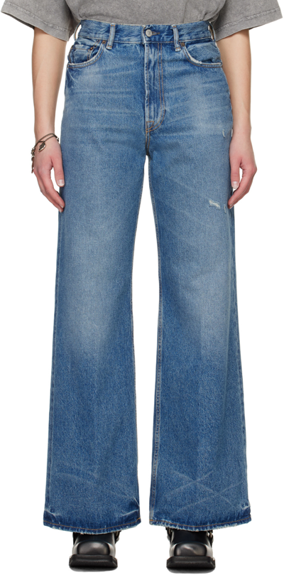 Shop Acne Studios Blue 2022 Vintage Loose Fit Jeans In 863 Mid Blue