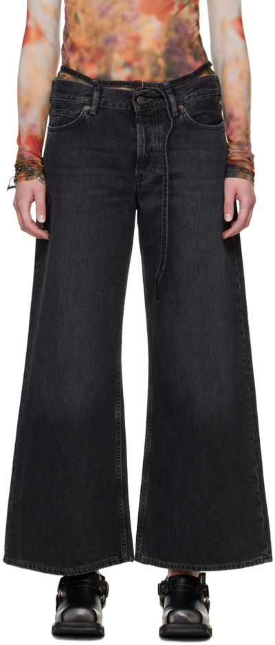 Shop Acne Studios Black Self-tie Jeans In 900 Black