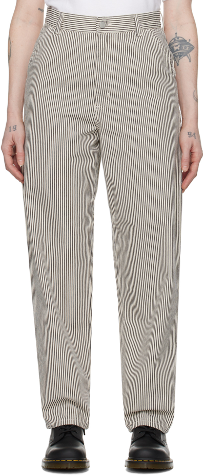 Shop Carhartt Black & Off-white Single Knee Jeans In Haywood Stripe