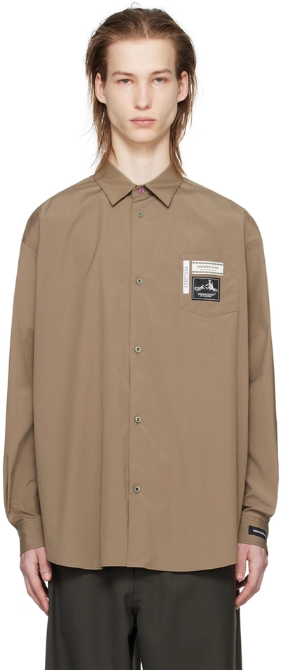 Shop Undercover Taupe Patch Shirt In Gray Beige