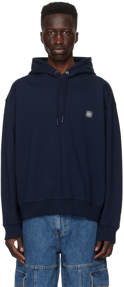 Shop Solid Homme Navy Embroidered Hoodie In 748n Navy