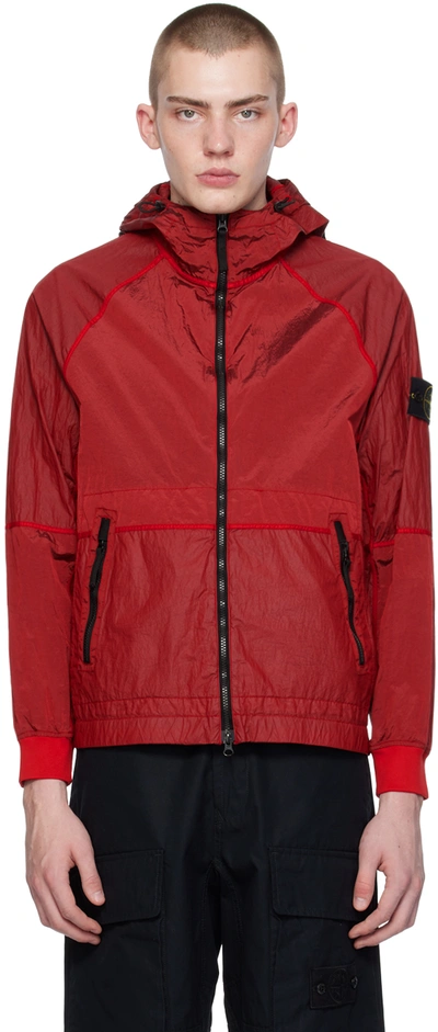 Shop Stone Island Red Patch Jacket In V0010 - Red