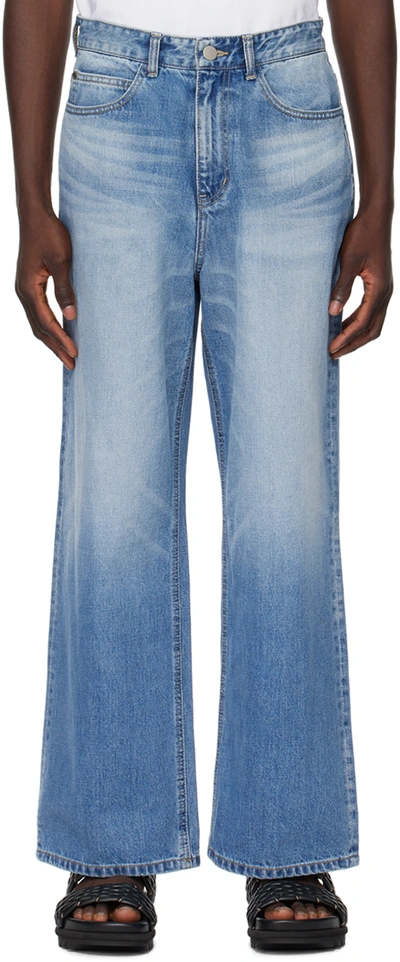 Shop Solid Homme Blue Wide Jeans In 826l Blue