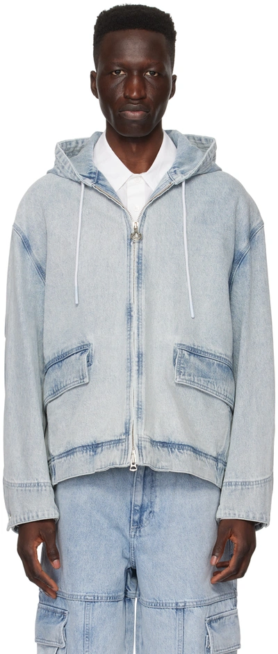 Shop Solid Homme Blue Hood Denim Jacket In 320l Blue