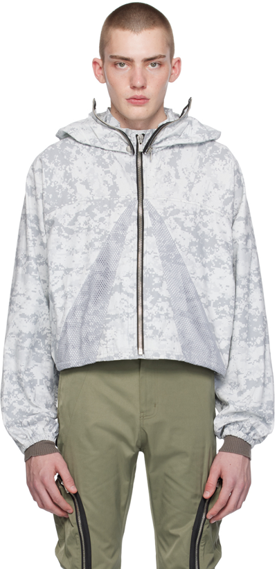 Shop Fffpostalservice Ssense Exclusive Off-white Parachute Jacket In Snow Camo/mesh