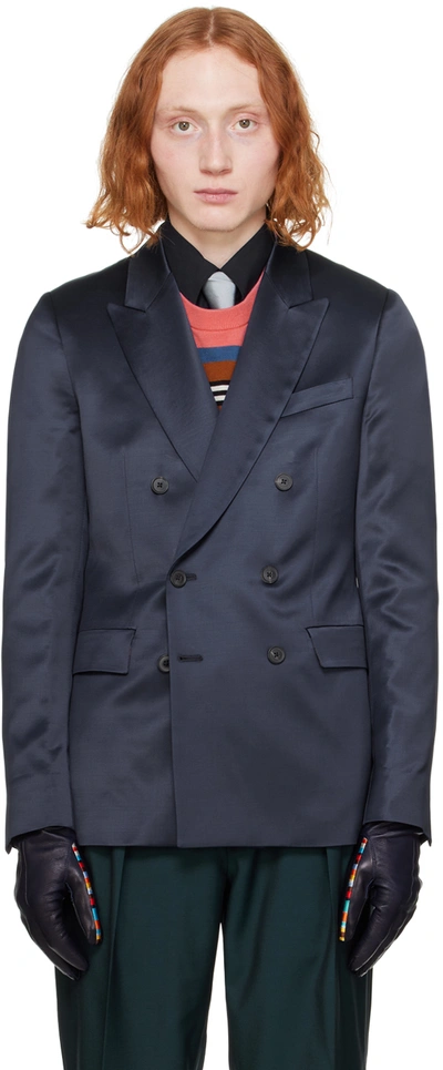 Shop Paul Smith Navy Double-breasted Blazer In 49 Blues