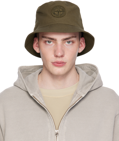 Shop Stone Island Brown Patch Bucket Hat In V0054 Military Green