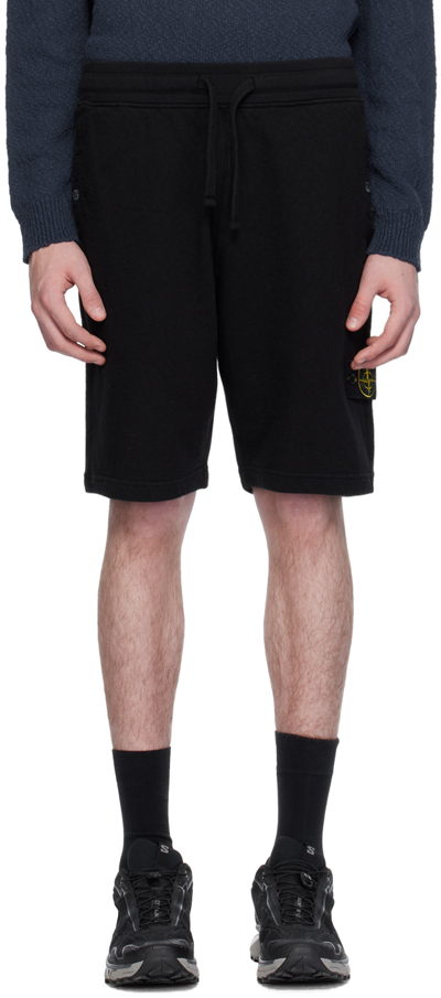 Shop Stone Island Black Patch Shorts In V0029 Black