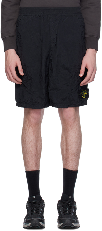 Shop Stone Island Black Patch Shorts In V0029 Black
