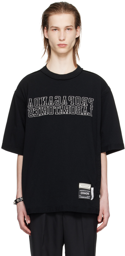 Shop Undercover Black Embroidered T-shirt