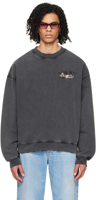 Shop Axel Arigato Black Wes Sweatshirt In Black Old Dye