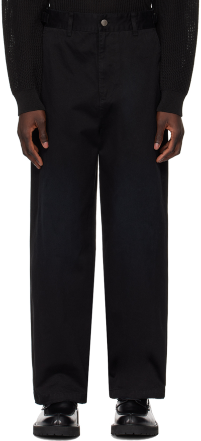 Shop Solid Homme Black Wide Denim Trousers In 510b Black