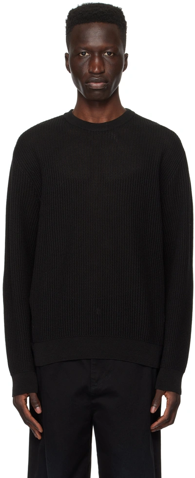 Shop Solid Homme Black Crewneck Sweater In 602b Black
