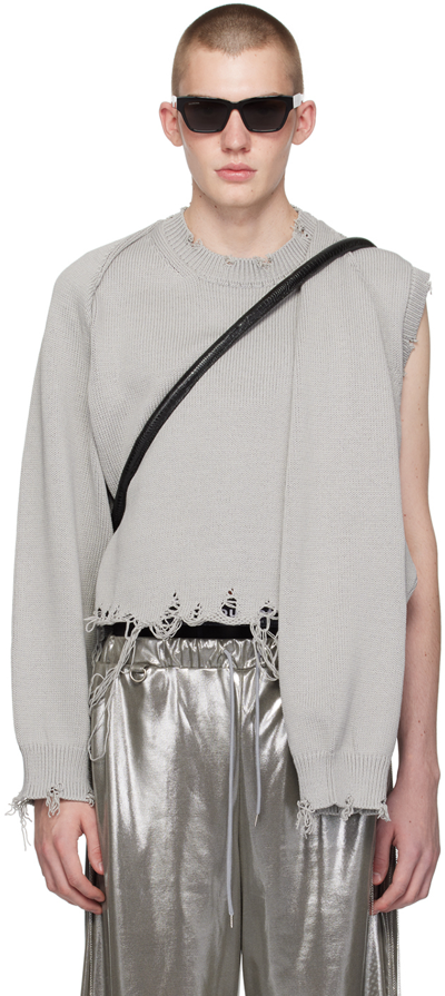 Shop Doublet Gray 2way Sleeve Sweater In Grey