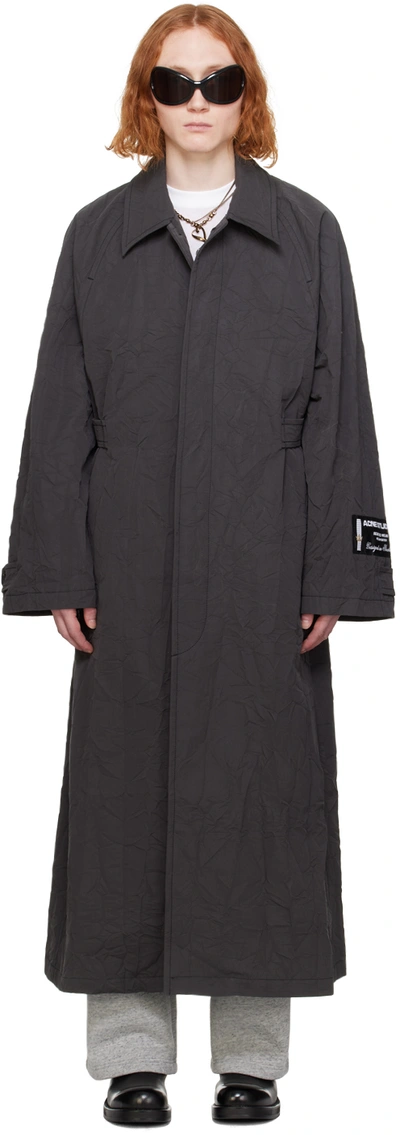 Shop Acne Studios Gray Crinkled Trench Coat In Aa3 Dark Grey