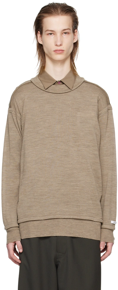 Undercover Taupe Exposed Seam Sweater In Gray Beige