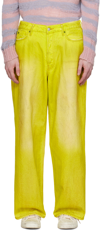 Shop Acne Studios Yellow 1981 Jeans In Aqp Neon Yellow