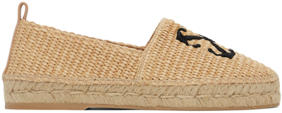 Shop Off-white Beige Raffia Arrow Espadrilles In Beige Black