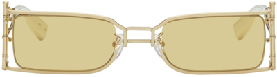 Shop Feng Chen Wang Ssense Exclusive Gold Bamboo Sunglasses In Brushed Gold