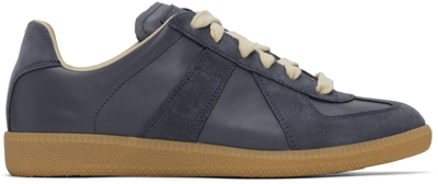 Shop Maison Margiela Navy Replica Sneakers In T6313 Pewter