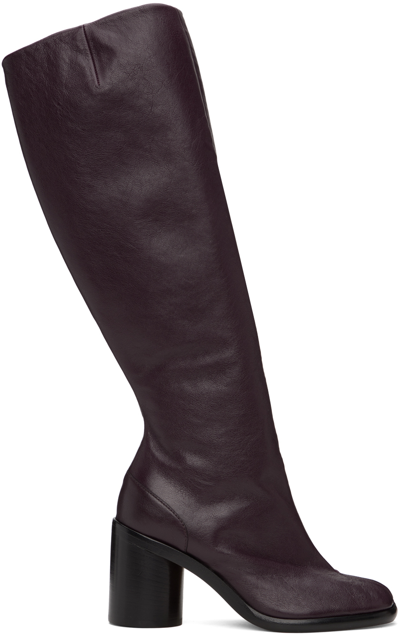 Shop Maison Margiela Burgundy Tabi Knee-high Tall Boots In T5088