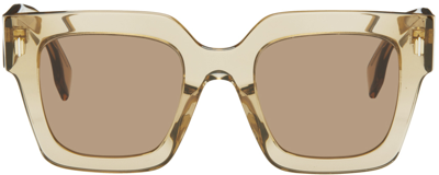 Shop Fendi Beige Roma Sunglasses In Shiny Beige / Brown