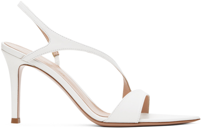 Shop Gianvito Rossi White Mayfair Heeled Sandals