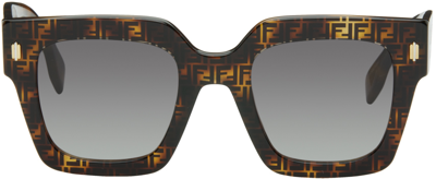 Shop Fendi Brown Roma Sunglasses In Coloured Havana / Gr