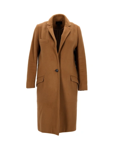 Shop Isabel Marant Single-breasted Coat In Camel Brown Wool