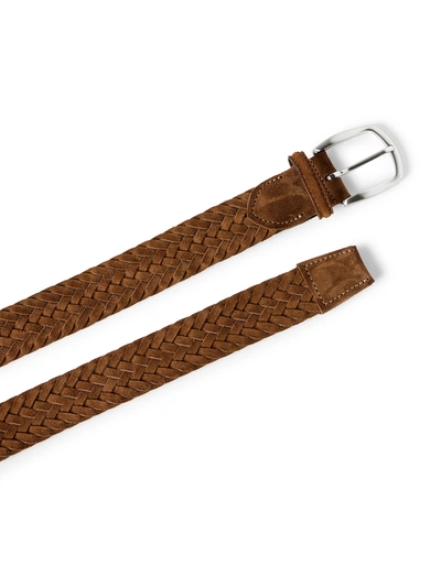 Shop Faherty Suede Woven Belt In Brown
