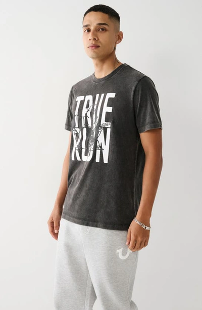Shop True Religion Brand Jeans True Religion Buddha Graphic T-shirt In Jet Black Mineral Wash