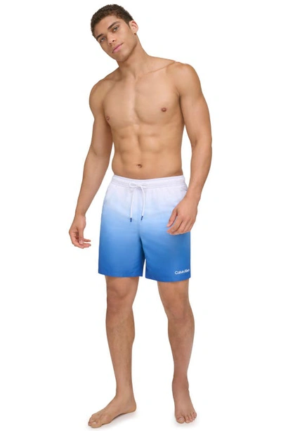 Shop Calvin Klein Core Volley Swim Trunks In Blue