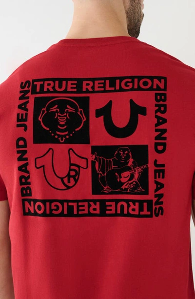 Shop True Religion Brand Jeans Cotton Crew Graphic T-shirt In Red Dahlia