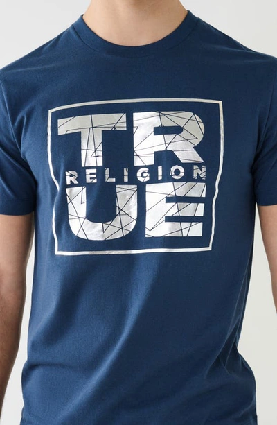 Shop True Religion Brand Jeans Shattered Tr Cotton Crew Graphic T-shirt In Dress Blue