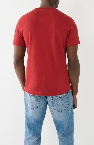 Shop True Religion Brand Jeans Cotton Crew Graphic T-shirt In Red Dahlia