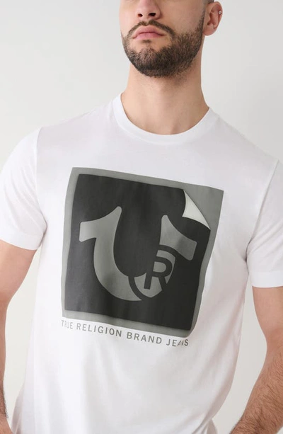 Shop True Religion Brand Jeans Peeling Cotton Crew Graphic T-shirt In White
