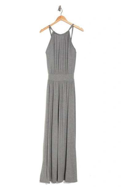Shop Go Couture Halter Neck Blouson Maxi Dress In Charcoal