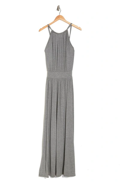 Go Couture Halter Neck Blouson Maxi Dress In Charcoal