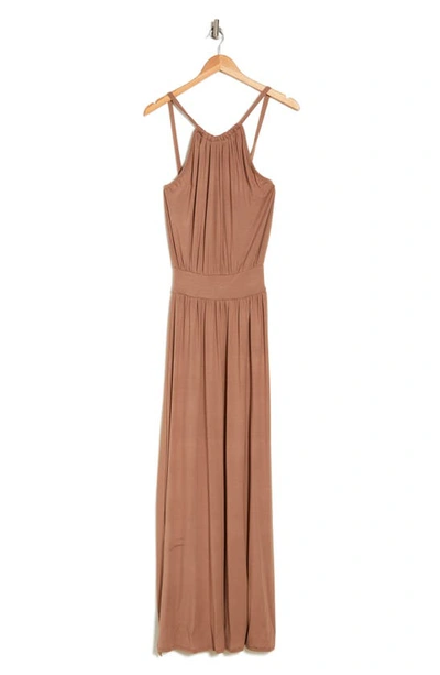 Shop Go Couture Maxi Halter Dress In Sienna