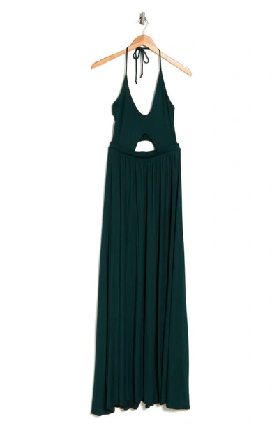 Shop Go Couture Cutout Halter Maxi Dress In Hunter Green