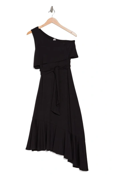 Shop Go Couture Asymmetric One-shoulder Dress In Black