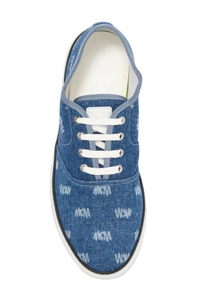 Shop Mcm Semblas Monogram Twill Sneaker In Light Blue
