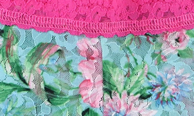 Shop Hanky Panky Patterned Lace Boyshort In Capri Bloom/ Hibiscus Pink