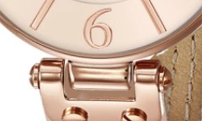 I Touch Jones New York Diamond Accent Three Hand Quartz Leather Strap Watch, 34mm In Blush