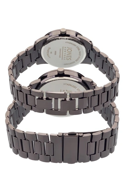 Shop I Touch Two-piece Diamond Accent Bracelet Watch His & Hers Set In Black