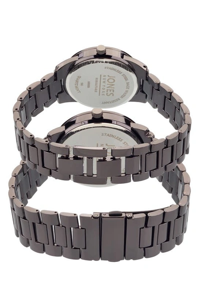 I Touch Jones New York Two-piece Diamond Accent Bracelet Watch His & Hers Set In Black