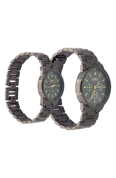 I Touch Jones New York Two-piece Diamond Accent Bracelet Watch His & Hers Set In Black