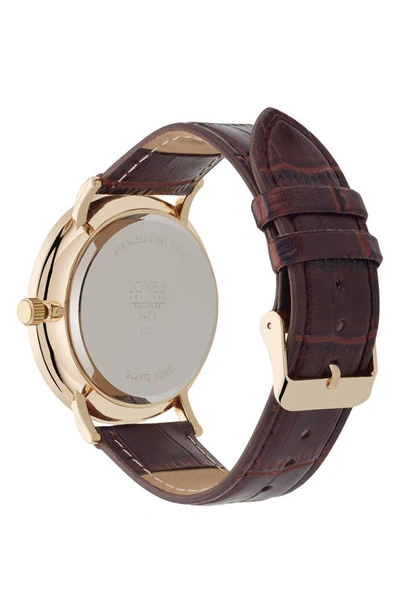 Shop I Touch Three Hand Quartz Croc Embossed Leather Strap Watch, 44mm In Brown