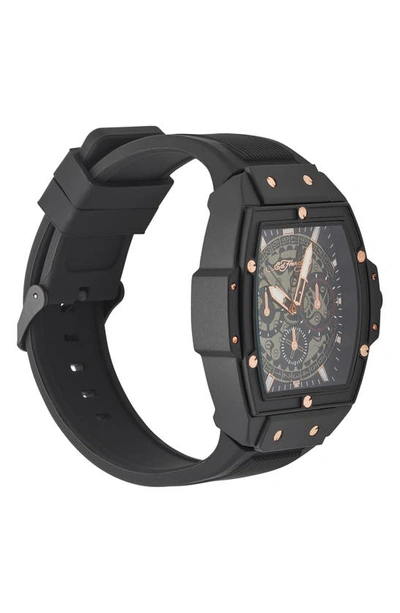Shop I Touch Tonneau Three Hand Quartz Silicone Strap Watch, 48mm In Black
